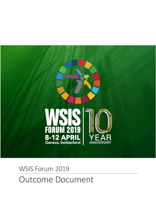 WSIS Forum 2019 Outcomes Document cover