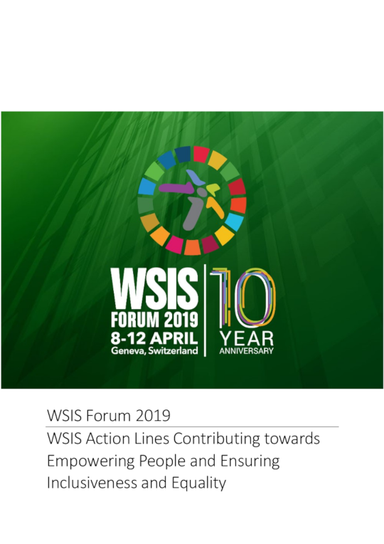 WSIS Forum 2019: Report – WSIS Action Lines Contributing towards Empowering People and Ensuring Inclusiveness and Equality cover