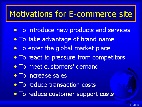 Motivations for Ecommerce site