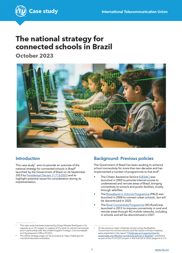 The national strategy for  connected schools in Brazil 2023
