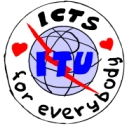 ITU logo with the text "ICTs for everybody" surrounding it