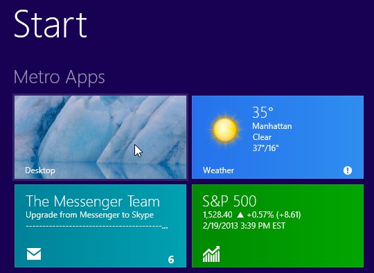 windows 8 start screen